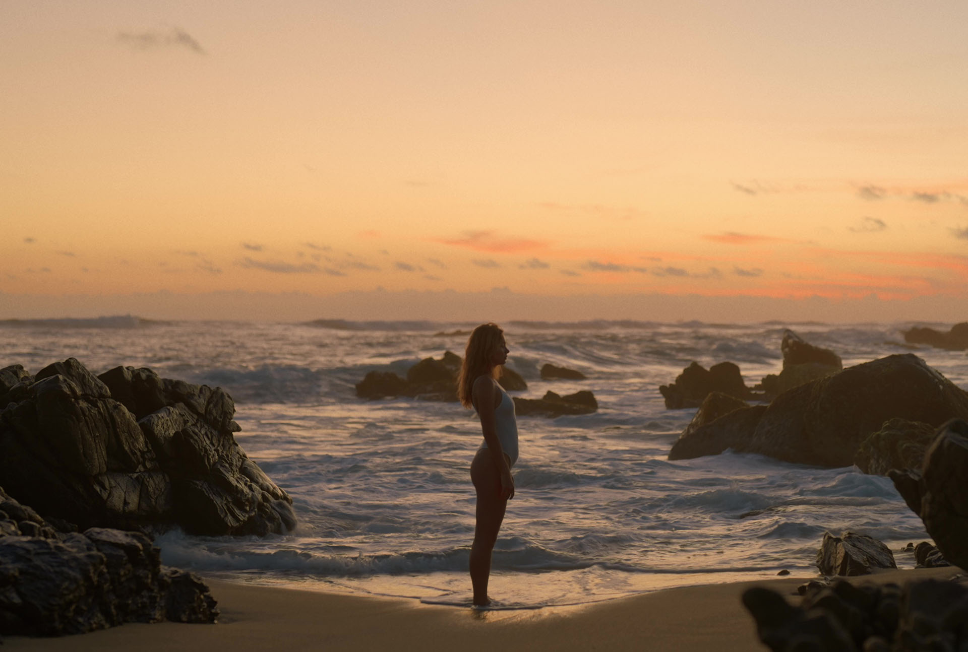 Zicatela coast at sunset